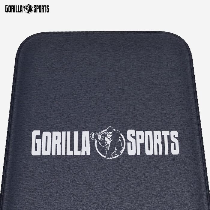 Силова лава GORILLA SPORTS - 8-позиційна спинка та 3-позиційне регульоване сидіння, 156x5114 см, вантажопідйомність до 400 кг, багатофункціональна, з опорою для ніг - похила лава, лава з нахилом, плоска лава, тренувальна лава