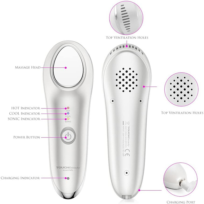 Гарячий і холодний масажер для обличчя з функцією вібрації, косметичний пристрій для видалення зморшок масаж обличчя для догляду за обличчям проти старіння AG-1389EU