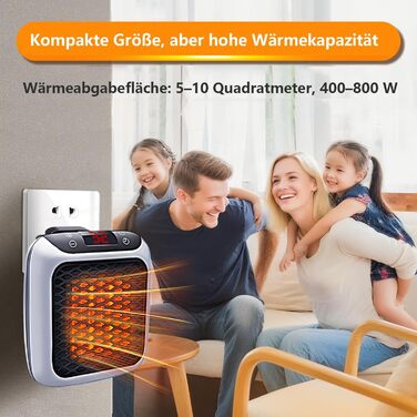 Підключається до мережі, електричний настінний вентиляторний обігрівач потужністю 800 Вт з термокерамічною технологією Цифровий термостат, 12-годинний таймер, керамічний нагрівальний елемент PTC, підходить для ванної кімнати, спальні та офісу