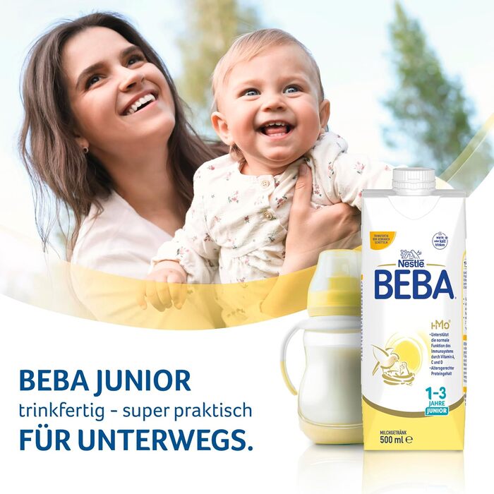 Готовий до вживання молочний напій BEBA Junior 1-3 роки, дитяче харчування з HMO 2&39-FL, без пальмової олії, 6 шт. (6 x 200 мл)