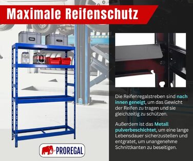 Стійка для шин PROREGAL Tiger ВxШxГ 180x120x40 см До 12 шин на 2 рівнях 2 полиці Синій Полиця для майстерні, полиця для зберігання, полиця для підвалу 12 шин 2 полиці Синій