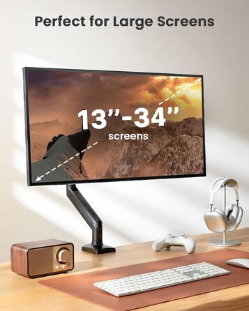 Тримач для монітора ErGear, сумісний з екранами 13-34 дюйми, регульований, витримує до 10 кг, з двома способами кріплення, VESA 75x100, для геймінгу
