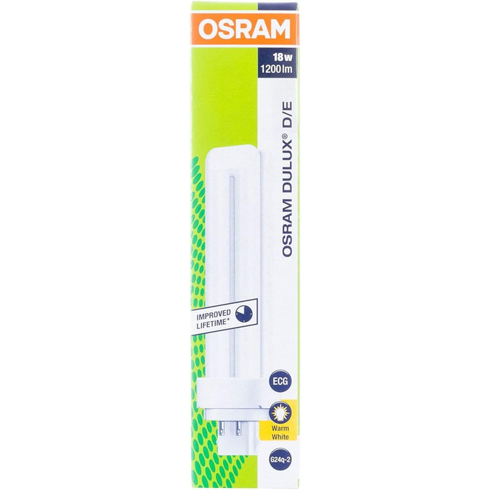 Компактна люмінесцентна лампа Osram 10 шт. DULUX D/E 18W/830 G24Q-2 4PIN теплий білий