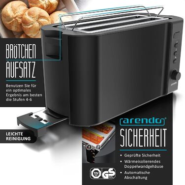 Чайник з тостером SET Нержавіюча сталь чорний, чайник 1,5 л 40 100C Тостер з функцією збереження тепла 4 скибочки LED-дисплей 6 градусів насадки для засмаги