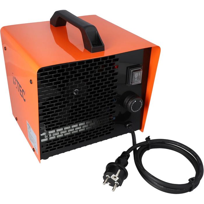 Електричний обігрівач BTEC потужністю 3000 Вт - Керамічні нагрівальні елементи - 2 режими нагріву - Захист від замерзання - Ідеально підходить для будівельних майданчиків, майстерень, гаражів - Радіаційний обігрівач - Обігрівач 3 кВт / 3000 Вт