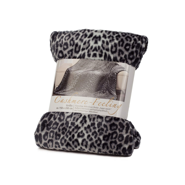 Преміальна м&39яка ковдра, відчуття кашеміру, висока щільність тканини 500 г/м, 150 x 200 см - Сніговий барс, Сріблястий