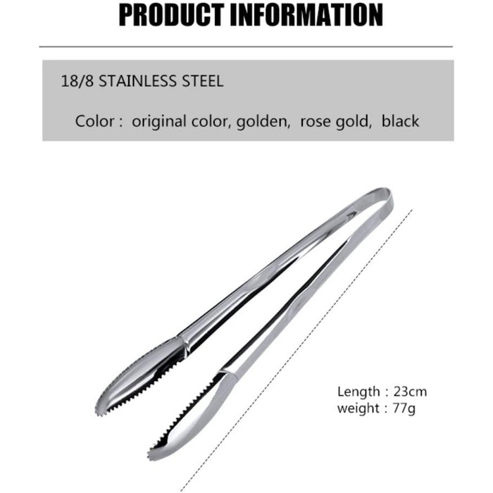 Щипці для льоду 9-дюймові щипці для льоду з нержавіючої сталі Відерце для льоду Цукрові закуски Кухонний бар Щипці для льоду Срібн