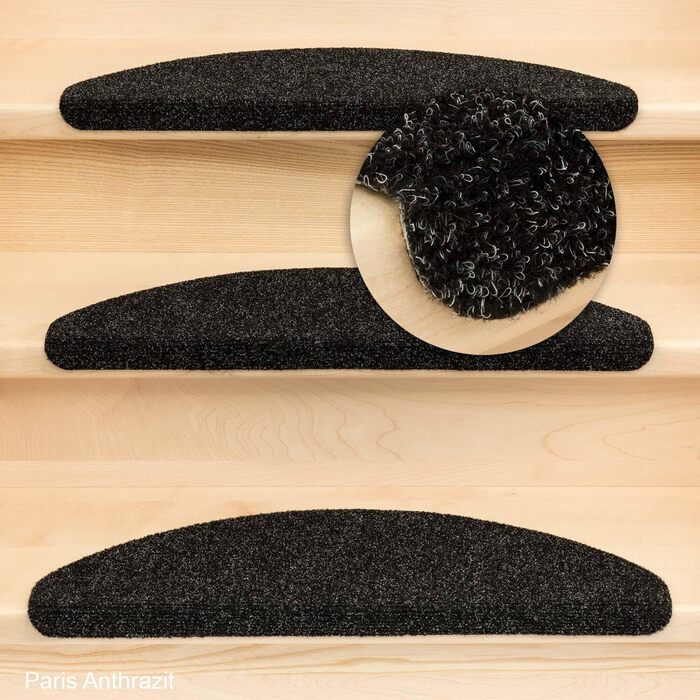 Килимки для сходів Kettelservice-Metzker Ramon MW Half Round в різних варіантах набору 65x23,5 см Антрацит 15 шт. 15 шт. Антрацит