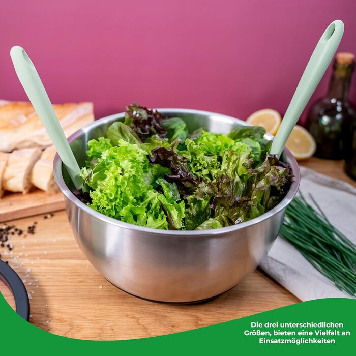 Набір мисок з нержавіючої сталі з 3 шт. з кришкою (1,5 л, 3 л, 5 л) Штабельовані та нековзні Набір мисок з кришкою Миски з нержавіючої сталі Миска для змішування, салатниця, миска для випічки