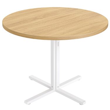 Круглий обідній стіл VASAGLE, маленький кухонний стіл для 4 осіб, сільський стиль, водостійка поверхня, діаметр 80 см, висота 74,8 см, для їдальні, вітальні, колір золотий дуб KDT082Y02