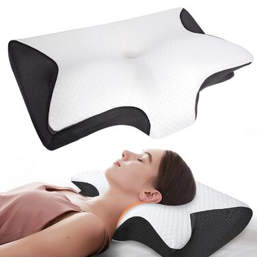 Подушка Curosleep, ергономічна ортопедична подушка з контурною підтримкою для боків, спини та живота, ергономічна подушка з пінопластовою амортизацією для полегшення болю в шиї та шиї (чорна)