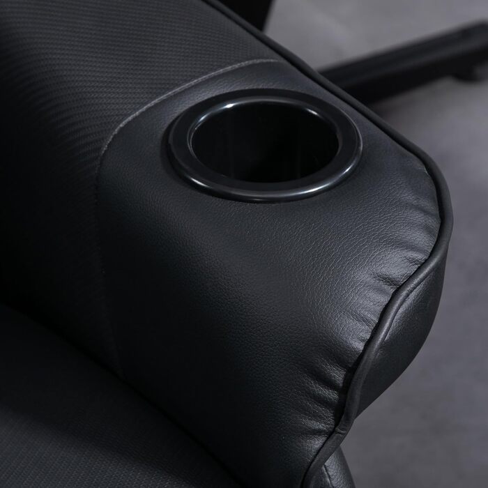 Електричне крісло-реклайнер для телевізора HOMCOM, масажне крісло з функцією відкидання, поворотне на 360 крісло для телевізора з пультом дистанційного керування, підставка для чашки, бічна кишеня, для вітальні, штучна шкіра чорного кольору