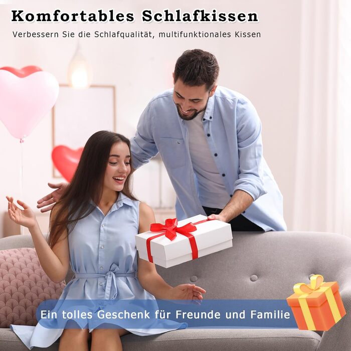 Ортопедична подушка, подушка з піни з ефектом пам&39яті, подушка для підтримки шиї для полегшення болю в шиї, дві висоти, ергономічна подушка для сну на спині, боці та животі, 64x414 см