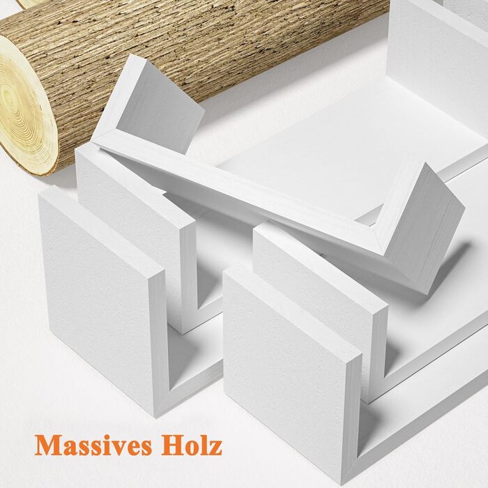 Настінна полиця SRIWATANA Біла, 5 шт. , дерев&39яна настінна полиця, плаваючі полиці, максимальне навантаження 40 кг, сучасний декор настінних дощок, настінні підвісні полиці своїми руками для вітальні, ванної кімнати, спальні, офісу, кухні (чисто біла)