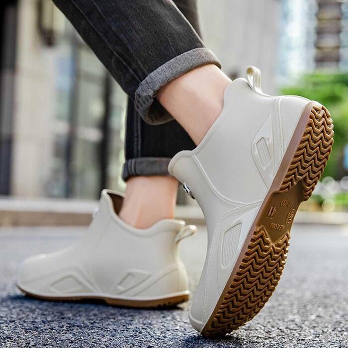 Водне взуття, гумові чоботи, гумові чоботи, чоловічі, жіночі, до щиколотки, зручні, для садівництва, легкі, для катання на човні, кемпінгу, вітрильного спорту, подорожей та походів, білі, 38 2/3 EU