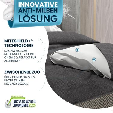 Підковдра Glckstoff із захистом від кліщів 135x200 Сертифіковано в Німеччині - Гіпоалергенна постільна білизна проти кліщів - Гіпоалергенна постільна білизна - Підковдра із захистом від кліщів - Чохол для захисту від кліщів 135 x 200 см
