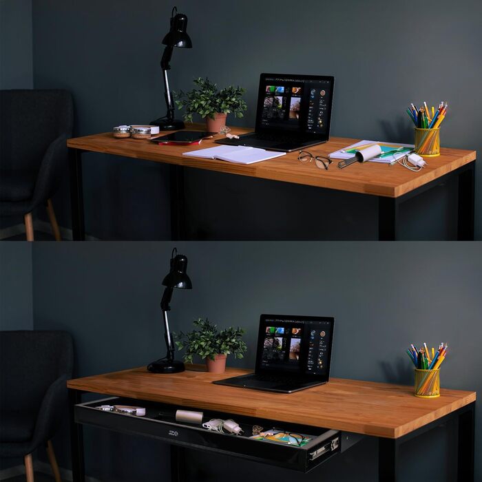 Плоска шухляда під столом 758 мм Міцна пластикова шухляда зі сталевими напрямними до 10 кг Компактний органайзер для офісу та домашнього офісу (чорний), 302