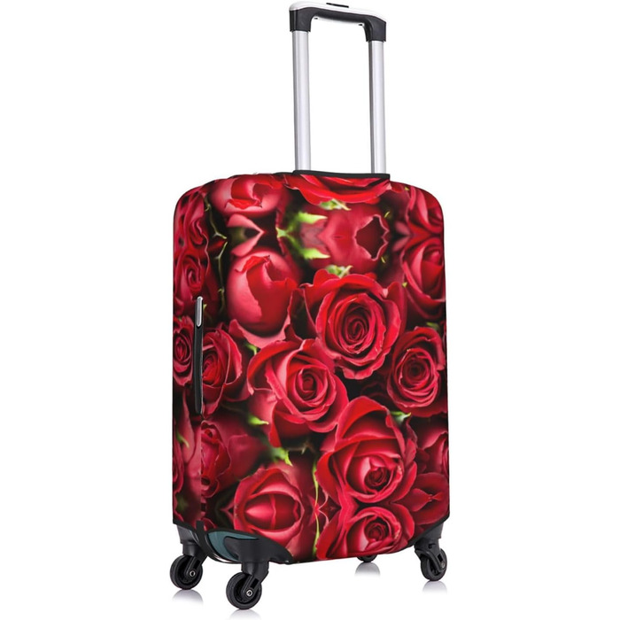 Чохол для валізи Червона троянда з принтом, еластичний захист від подряпин та пилу, чорний, розмір 90