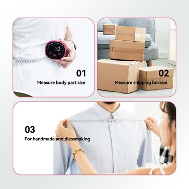 Розумна рулетка Fitdays для вимірювання тіла, рулетка для вимірювання тіла, світлодіодний HD повноекранний моніторинг жиру в організмі, інструмент для фітнес-шейпінгу та схуднення, додаток Fitdays (рожевий)