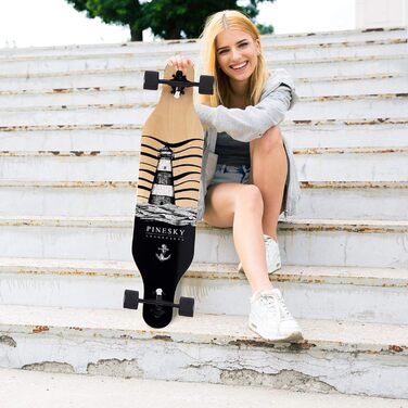 Дюймовий лонгборд скейтборд 8-шаровий з натурального клена для круїзу, карвінгу, фрістайлу та даунхілу з маячком T-Tool, 41-