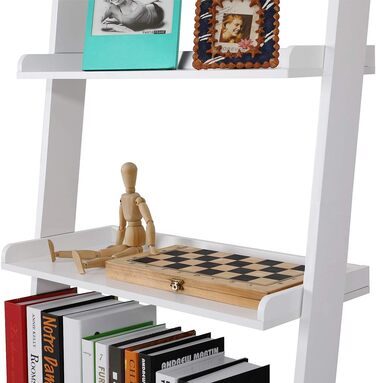 Полиця-драбина Casaria Біла 180x65 см 5 полиць, вантажопідйомність 10 кг кожна, Дерев&39яна, Велика, Декоративна, Квіти, Книги, Ванна кімната, Вітальня, Кухня, Окремостояча полиця, Книжкова полиця, Полиця