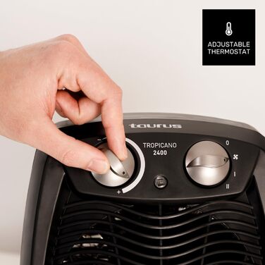 Обігрівач Taurus Tropicano 2400 2400 Вт Вентиляторний обігрівач Тихий Регульований термостат 2 режими нагріву Вентилятор Індикатор живлення Компактний Чорний 2400 Вт Чорний