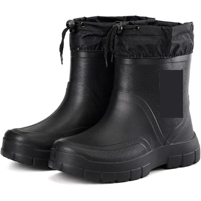 Чоловічі гумові чоботи, гумові чоботи середньої висоти, водонепроникні, робочі чоботи, рибальські чоботи, чоловічі гумові черевики, теплі, чорний оксамит, розмір 42 EU