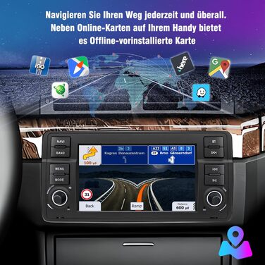 Автомагнітола для BMW E46 1999 2000 2001 2002 2003 2004, Android 12 2G32G радіо з GPS-навігацією CarPlay Android Auto Bluetooth WLAN USB керування на кермі, 7-дюймовий сенсорний екран