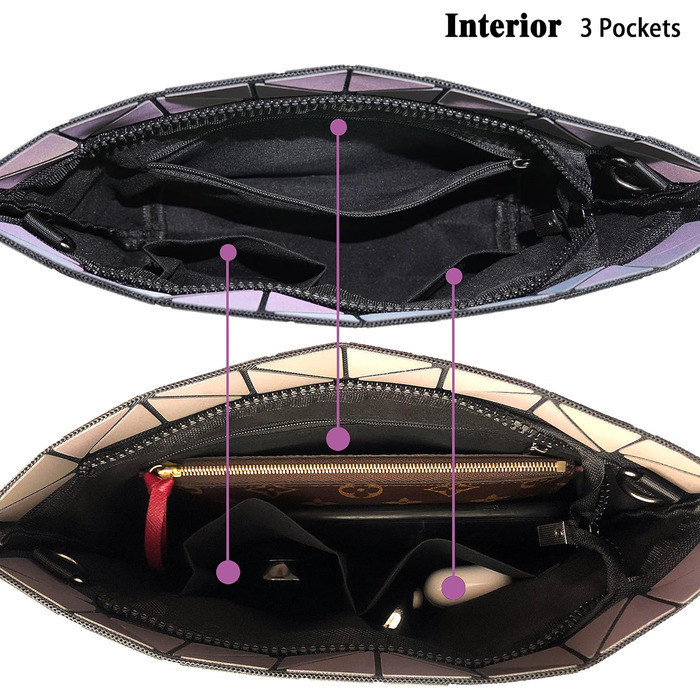 Маленькі жіночі клатчі на кожен день Геометричні сумочки для жінок Яскраві сумочки та сумки на ланцюжку, Геометричні сумки та голографічні крос-боді Набір A
