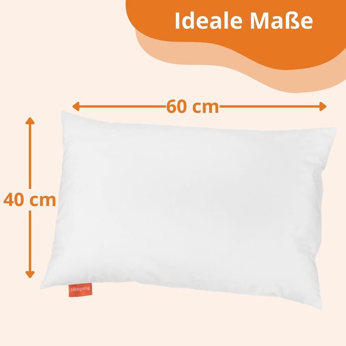 Дитяча подушка для сну 40x60 см, пухова подушка, подушка для голови 40 x 60 см, подушка 90 пух, 10 пір&39я, 100 бавовна, Downpass, зроблено в ЄС, Oeko-TEX, можна прати при температурі до 60 градусів, подушка для голови 40 x 60 см