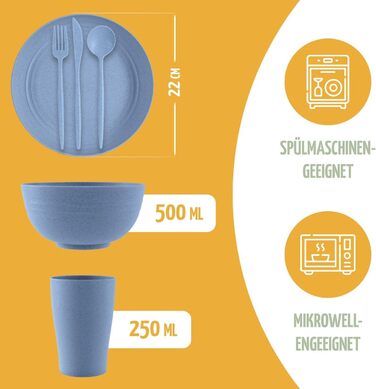 Екологічний набір посуду для кемпінгу 100 перероблений матеріал Багаторазовий, барвистий, для автодому, пікніка, активного відпочинку та дітей