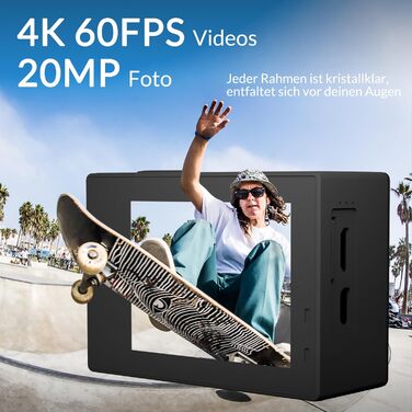 Підводна камера icefox Action Cam 4K Водонепроникна 40M Ultra HD 20MP камера 170 градусів Надширококутна Wi-Fi відеокамера Стабілізація EIS з подвійною батареєю 1350 мАг