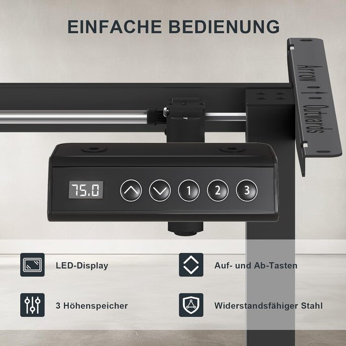 Стіл Flamaker з регулюванням висоти, електрична рама столу, 2-рівневе телескопічне регулювання висоти з пам&39яттю (чорний)