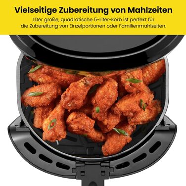 Цифрова фритюрниця Chefman, сімейний розмір 4.75 літра, керування одним дотиком, картопля фрі, курка, м'ясо, риба, антипригарний, можна мити в посудомийній машині, автоматичне вимкнення, чорний Великобританія