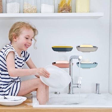 Мильниця з 4-х частин, мильниця з настінним кронштейном, для кухні та ванної кімнати, мильниця для мочалок з функцією зберігання в