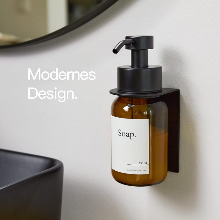 Скляний дозатор для мила з самоклеючим настінним кронштейном Помповий дозатор для рідкого мила з нержавіючої сталі Дозатор для мию