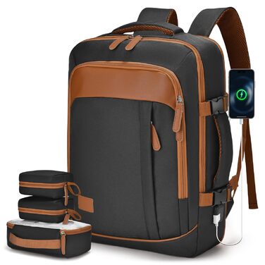 Рюкзак для подорожей Lufthansa KLM, розширюваний 5 см, 40x30x15 см, British Airways Air France, ручна поклажа, літак, з 3 кишенями, водонепроникний, для ноутбука, 15,6 дюймів, з USB, чорний