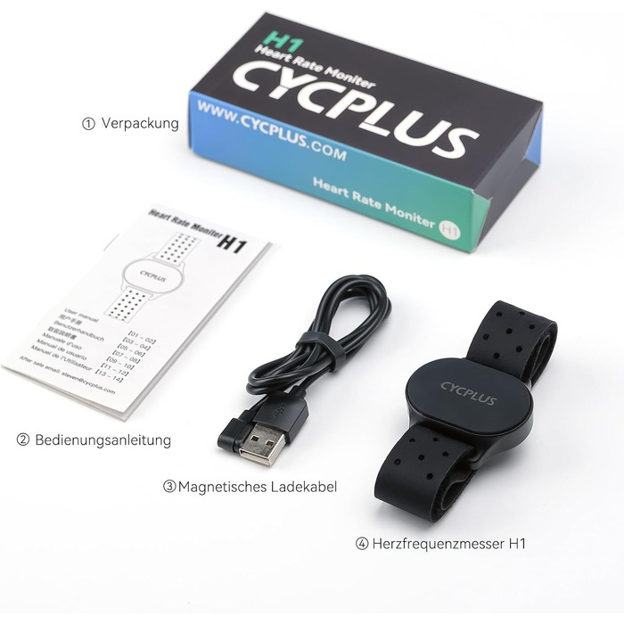 Браслет-пульсометр CYCPLUS, Bluetooth 5.1 ANT з LED-дисплеєм для відстеження серцевого ритму, водонепроникний IP67, для бігу, велоспорту, фітнесу та інших видів спорту (чорний)