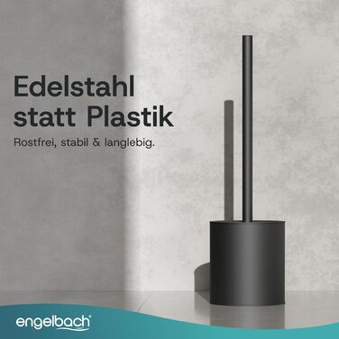 Чорна силіконова щітка для унітазу Engelbach з ручкою та тримачем з нержавіючої сталі Антибактеріальний дизайн Сучасний тримач для щітки для унітазу