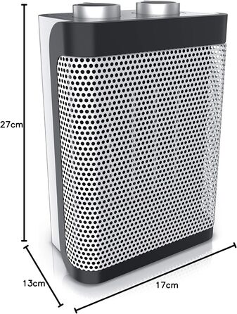 Керамічний вентилятор-обігрівач - 2 рівні потужності - Плавне регулювання температури - 1500 Вт - Енергозберігаючий, тихий вентилятор-обігрівач для ванної кімнати - Захист від перегріву, захист від перекидання - Обігрівач