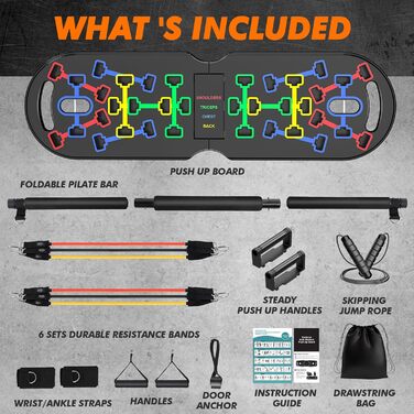 Набір преміум-дощок для віджимань, ручки для віджимань, покращена концепція 2024, гриф для віджимань 10-в-1, тренажер для домашнього тренажерного залу, чорний