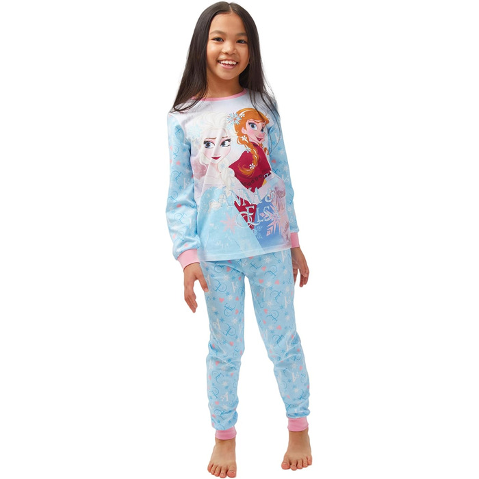 Піжами для дівчаток Disney Дитячі піжами "Крижане серце" зі 100 бавовни Довгі піжами Ельзи та Анни, розмір 110, сині