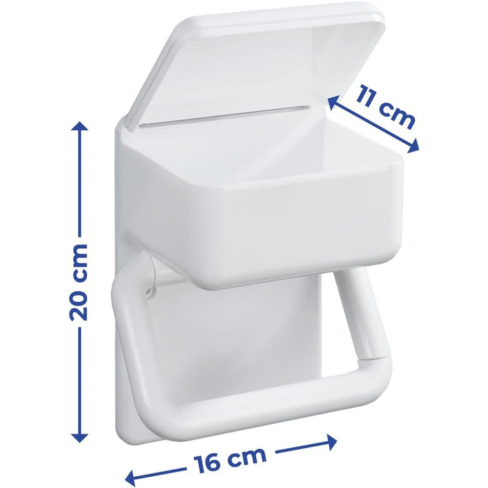 Тримач туалетного паперу Maximex 2 в 1 з поличкою, пластиковий, у комплекті з кріпильним матеріалом, 16 x 20 x 11 см