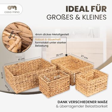 Кошик для зберігання Casa Mina 430x16 см 100 натуральний водяний гіацинт Декоративні кошики для зберігання для будь-якої кімнати Кошик для зберігання з міцним металевим каркасом, натуральний, розмір L