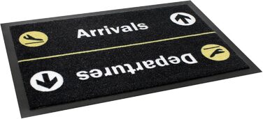 Килимок для дверей крупним планом - Прибуття/Виїзд - Килимок, що прається (40 x 60 см) - Чорно-жовтий