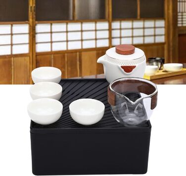 Чайний набір Luocute в китайському стилі кунг-фу, портативна керамічна чайничка та чашки з сумкою для подорожей, для дому, офісу, подарунок для активного відпочинку