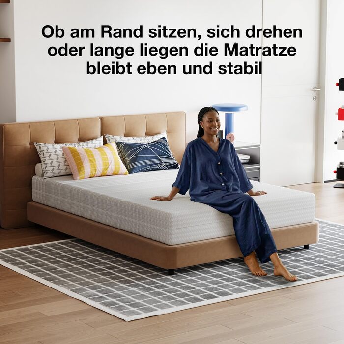 Матрац Novilla 140x200 см з холодної піни, рівень жорсткості H3/H4, 7-зонний комфортний матрац з піни, дихаючий комфортний згортаючий матрац зі знімним тканинним чохлом, сертифікований Oeko-TEX, висота 18 см, 18 см, 140 x 200 см