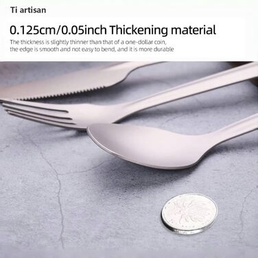 Набір титанових столових приборів ніж, виделка, ложка, відкривачка для пляшок, набір посуду з 4 предметів, легкий набір столових приборів для кемпінгу з футляром для перенесення, подорожей, пікніків, походів