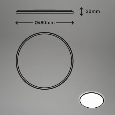 Стельовий LED-світильник BRILONER з непрямим світлом, плоский, нейтральний білий, чорний, круглий (48x3 см)