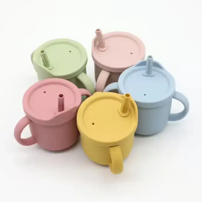 Набір дитячого посуду із силікону Hoidokly B09V7FZT27, 9 предметів, рожевий